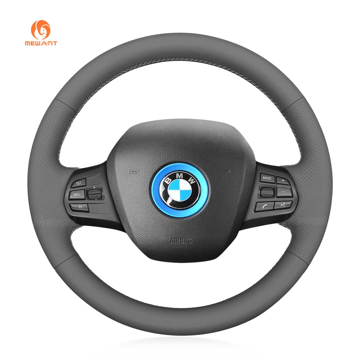MEWANT BMW i3 Handstich Auto Lenkradschutz Wrap Cover für BMW i3 2013-2022 Lenkradzubehör für BMW i3