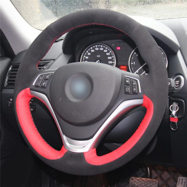 DIY Stitching Steering Wheel Covers for BMW X1 E84 2012-2015 Custom Hand Sewed Genuine Leather Steering Wheel Covers