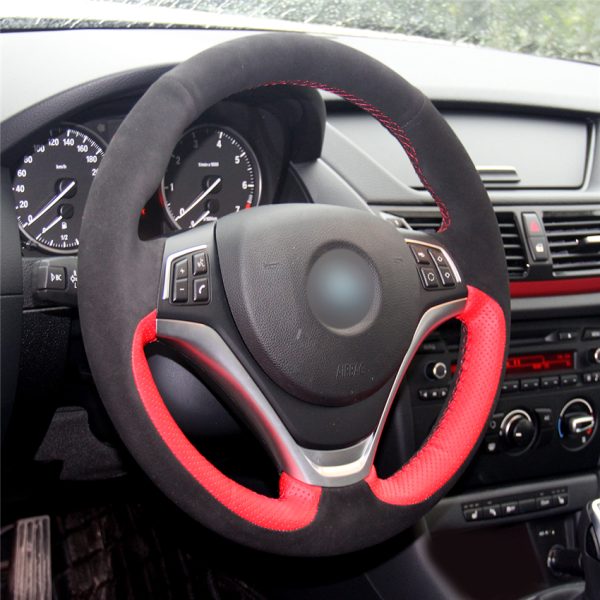 DIY Stitching Steering Wheel Covers for BMW X1 E84 2012-2015 Custom Hand Sewed Genuine Leather Steering Wheel Covers