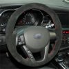 Custom Hand Stitching Black Suede Steering Wheel Cover Wrap for Kia K5 Optima 2011-2013