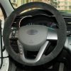 Custom Hand Stitching Black Suede Steering Wheel Cover Wrap for Kia K5 Optima 2011-2013