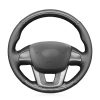 Hand Stitching Black Carbon Leather Steering Wheel Cover Wrap for Kia K2 Rio 2011-2016 Kia K2 2011-2016 (US) Rio 2012-2017(US) Rio5 2012-2017(US)