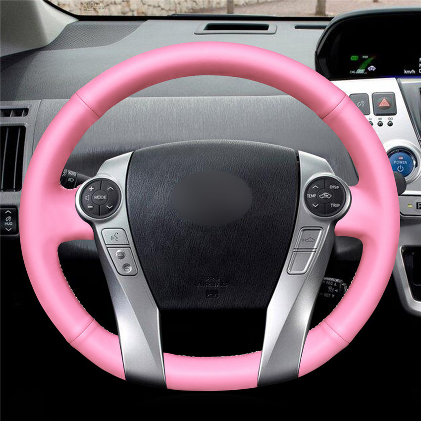 thumbnail image 2 of Custom Steering Limited Real Black Leather Steering Wheel Cover For Toyota Prius Mk2 (03-09) - Grey Stitching, UK Made 2 of 5