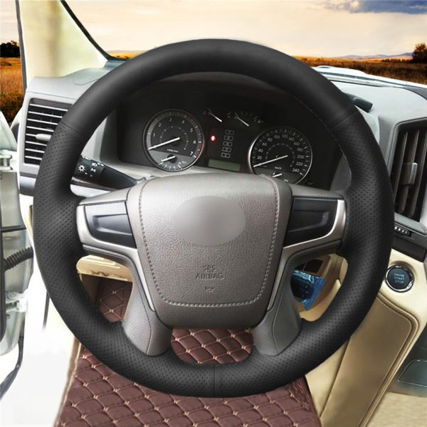 Best Leather DIY Steering Wheel Cover Wrap for Toyota Land Cruiser Prado Crown 2012-2020