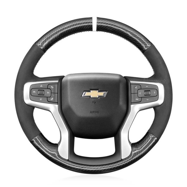 For CHEVROLET BLAZER SILVERADO 2019-2022 Hand Sewing Steering Wheel Cover
