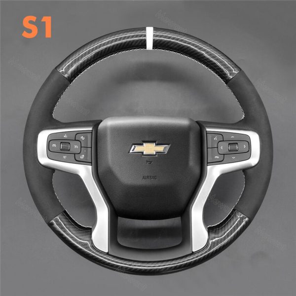 For CHEVROLET BLAZER SILVERADO 2019-2022 Hand Sewing Steering Wheel Cover