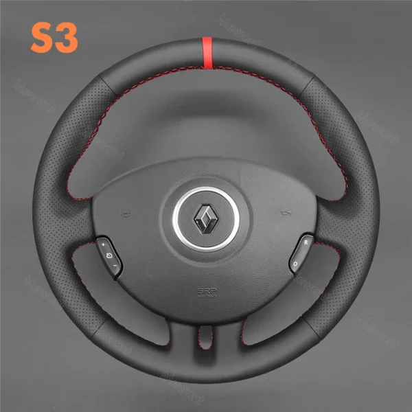 MEWANT Housse De Volant Pour Renault Clio 3 (2005-2012) - Simili Cuir, Couture Main - Rouge/Noir