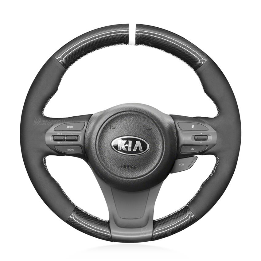 Hand Stitching Black Suede Orange Leather Steering Wheel Cover Wrap for Kia K5 Optima 2014-2015