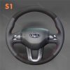 Hand Stitching Black Artificial Faux Leather Steering Wheel Cover Wrap for Kia Sportage 3 2011-2015 Kia Ceed Cee'd 2010-2012
