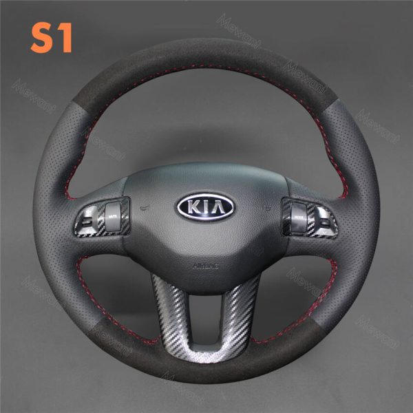 Hand Stitching Black Artificial Faux Leather Steering Wheel Cover Wrap for Kia Sportage 3 2011-2015 Kia Ceed Cee'd 2010-2012
