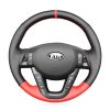Custom Hand Stitching Black Suede Steering Wheel Cover Wrap for Kia K5 Optima 2011-2013