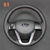 Custom Hand Stitching Black Suede Steering Wheel Cover Wrap for Kia K5 Optima 2011-2013