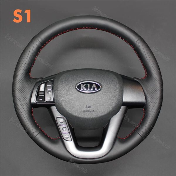 Custom Hand Stitching Black Suede Steering Wheel Cover Wrap for Kia K5 Optima 2011-2013