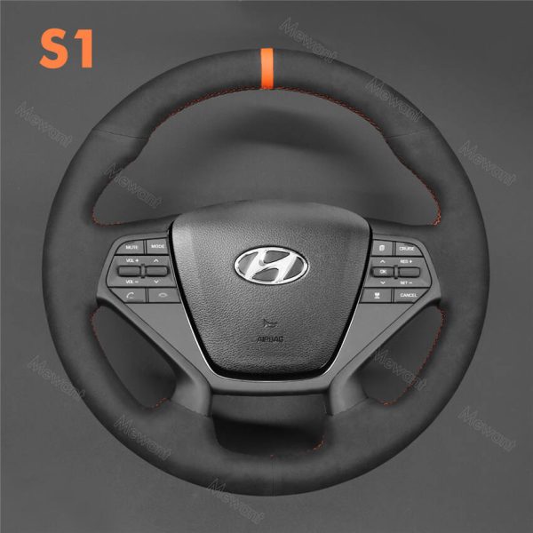 Custom Hand Sew Steering Wheel Cover for Hyundai Sonata (4-Spoke) 2015-2019