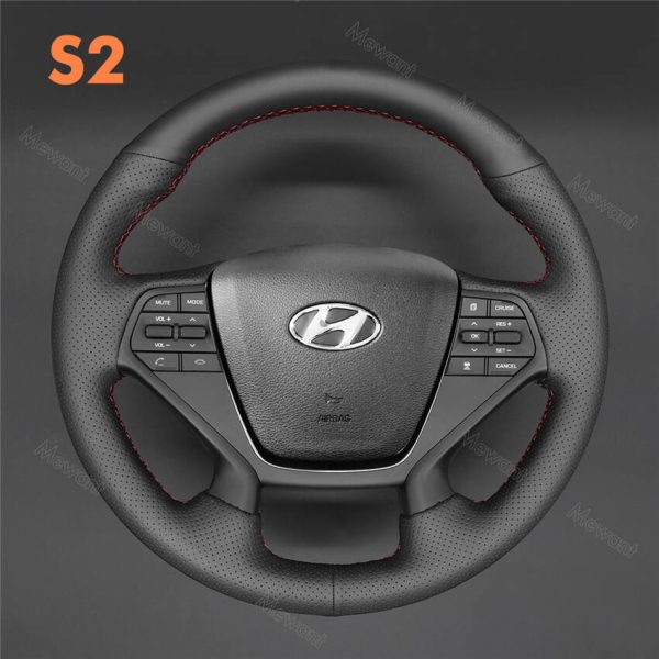 Custom Hand Sew Steering Wheel Cover for Hyundai Sonata (4-Spoke) 2015-2019