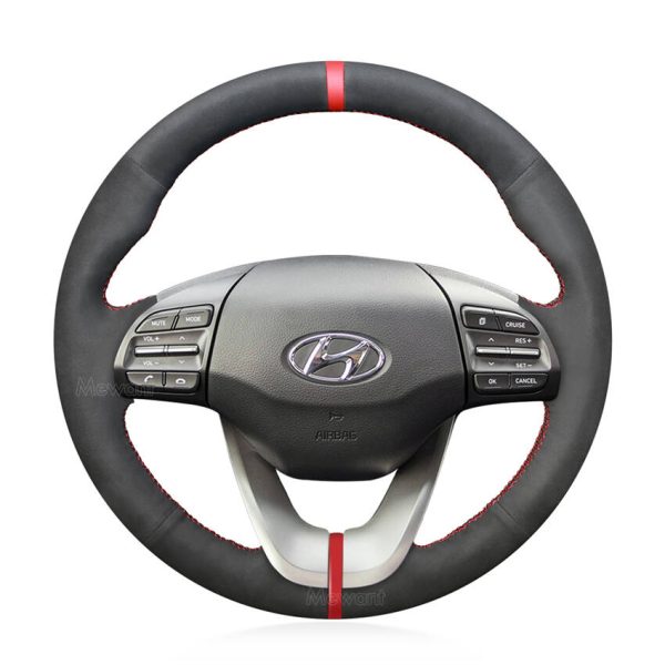 Custom Hand Sew Steering Wheel Cover for Hyundai Elantra GT Veloster i30 2018-2021