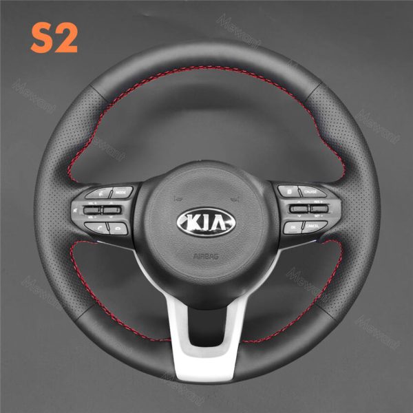 Hand Stitched Steering Wheel Cover for Kia Picanto 3 Rio 4 Stonic 2017-2022