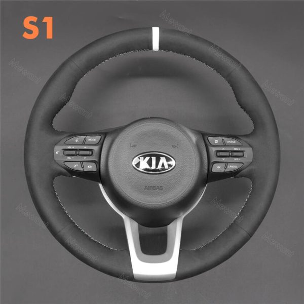 Hand Stitched Steering Wheel Cover for Kia Picanto 3 Rio 4 Stonic 2017-2022 (2)