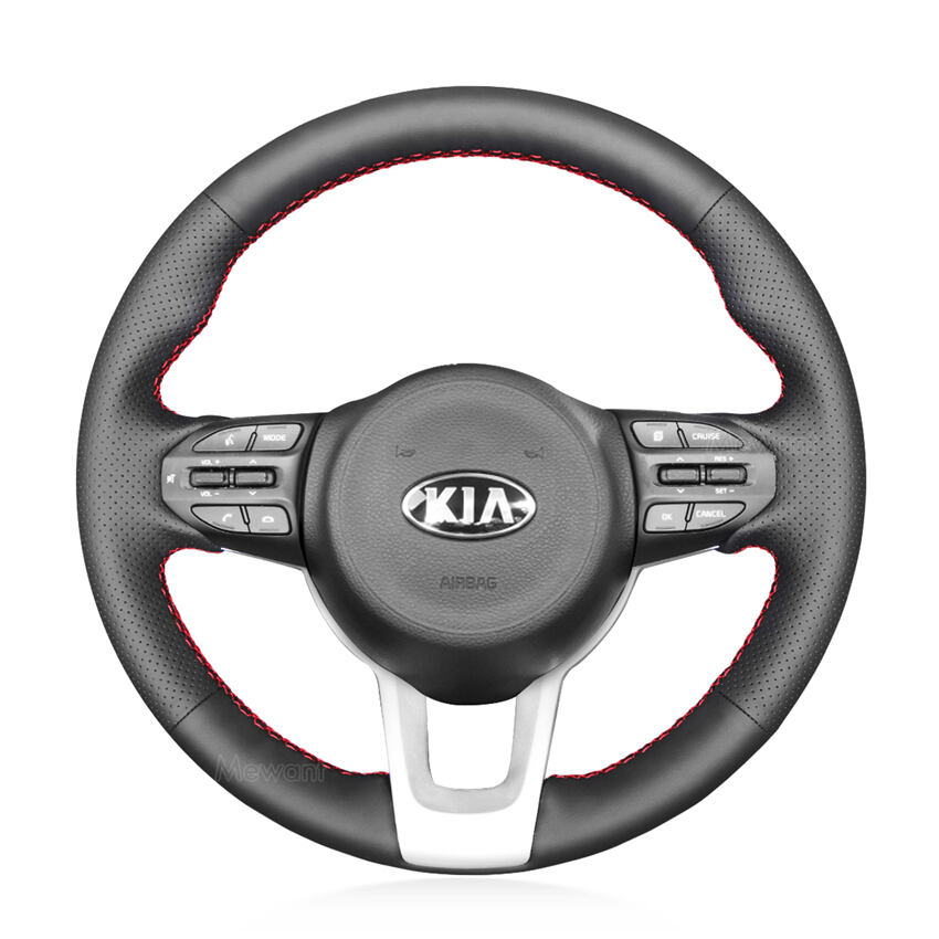 Hand Stitched Steering Wheel Cover for Kia Picanto 3 Rio 4 Stonic 2017-2022