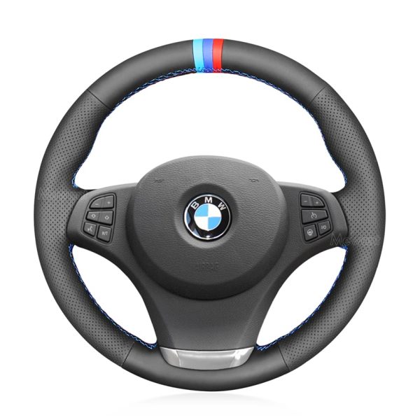 For BMW E83 X3 2003-2010 E53 X5 2004-2006 Custom Sew On Leather Car Steering Wheel Cover