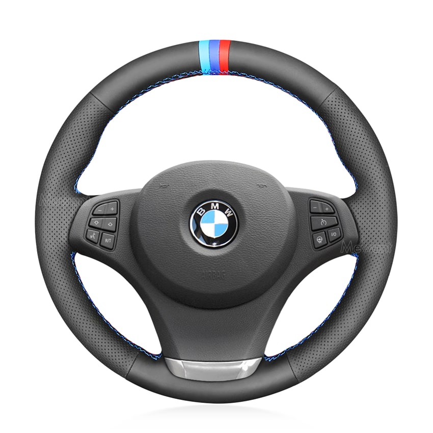 For BMW E83 X3 2003-2010 E53 X5 2004-2006 Custom Sew On Leather Car Steering Wheel Cover