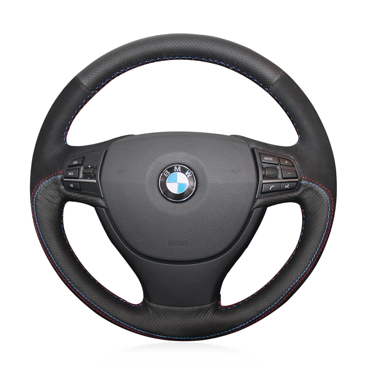For BMW F01 F02 F07 F10 F11 523Li 525Li 2008-2017 DIY Custom Black Hand Sewing Steering Wheel Wrap