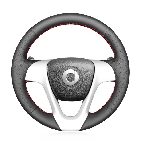 for Smart Fortwo 2009-2013 Smart Forjeremy 2013 Black Leather Car Steering Wheel Cover