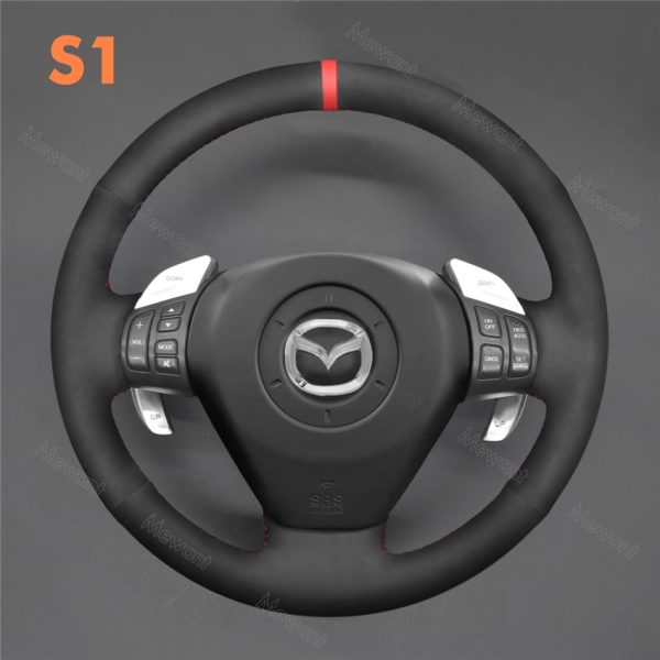 Custom Hand Sew Steering Wheel Cover for Mazda RX-8 RX8 2003-2008 (2)