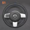 Hand Stitching Steering Wheel Cover Wrap for Mazda 2 2008-2014 (1)