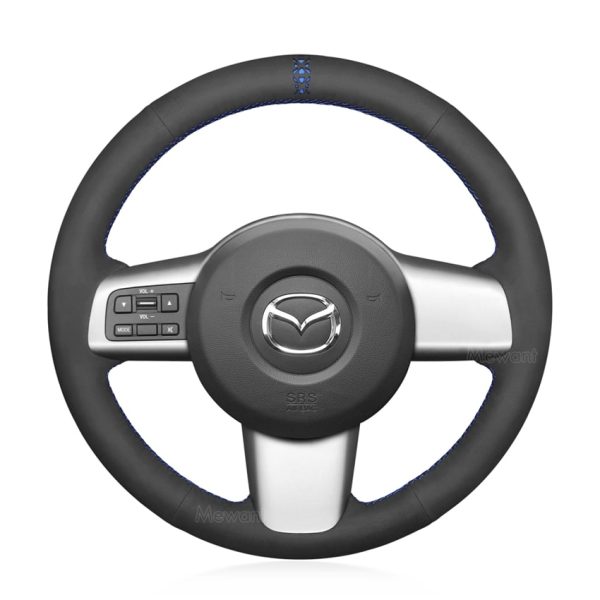 Hand Stitching Steering Wheel Cover Wrap for Mazda 2 2008-2014 (2)