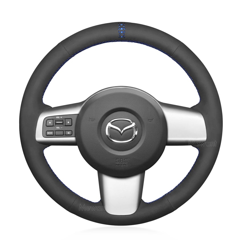 Hand Stitching Steering Wheel Cover Wrap for Mazda 2 2008-2014 (2)