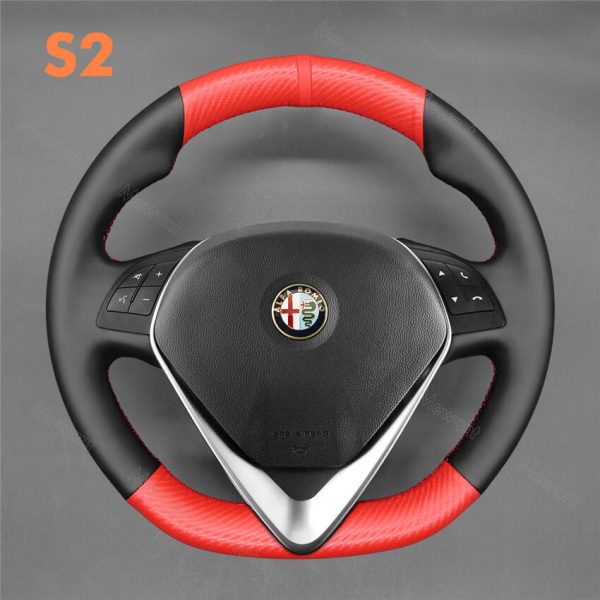 For Alfa Romeo Giulietta 2014-2021 DIY Hand Sewing Steering Wheel Cover (4)