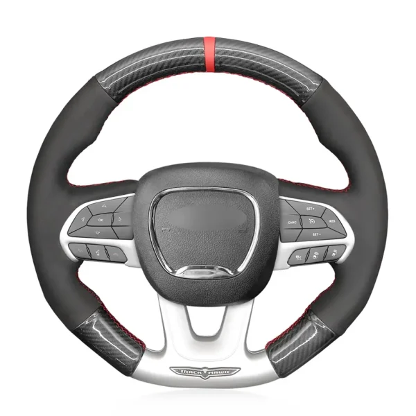 Hand Stitching Custom Suede Leather Steering Wheel Cover Wrap for Dodge SRT Challenger 2015-2021 Dodge Charger 2015-2021 Dodge Durango 2018-2021