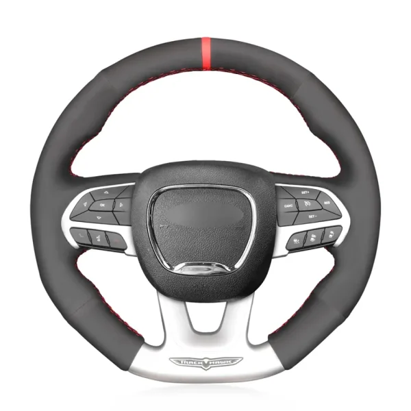 Hand Stitching Custom Suede Leather Steering Wheel Cover Wrap for Dodge SRT Challenger 2015-2021 Dodge Charger 2015-2021 Dodge Durango 2018-2021