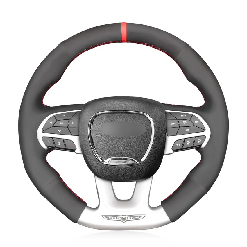 Hand Stitching Custom Suede Leather Steering Wheel Cover Wrap for Dodge SRT Challenger 2015-2021 Dodge Charger 2015-2021 Dodge Durango 2018-2021