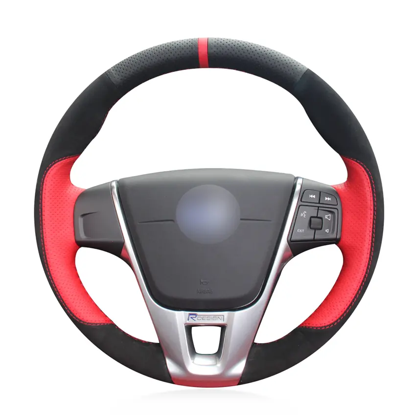 For Volvo S60 / V40 / V60 / V70 / XC60 High-end Leather Suede Material Car Interior Accessories Hand Stitching Wheel Cover