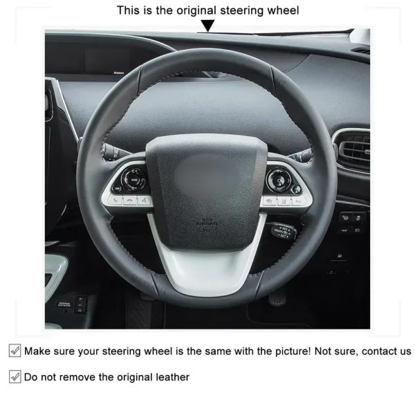 Hand Stitching Custom Suede Leather Steering Wheel Cover Wrap for Toyota Prius 4 2016-2022 Prius Prime 2017-2022 Mirai 2016-2018