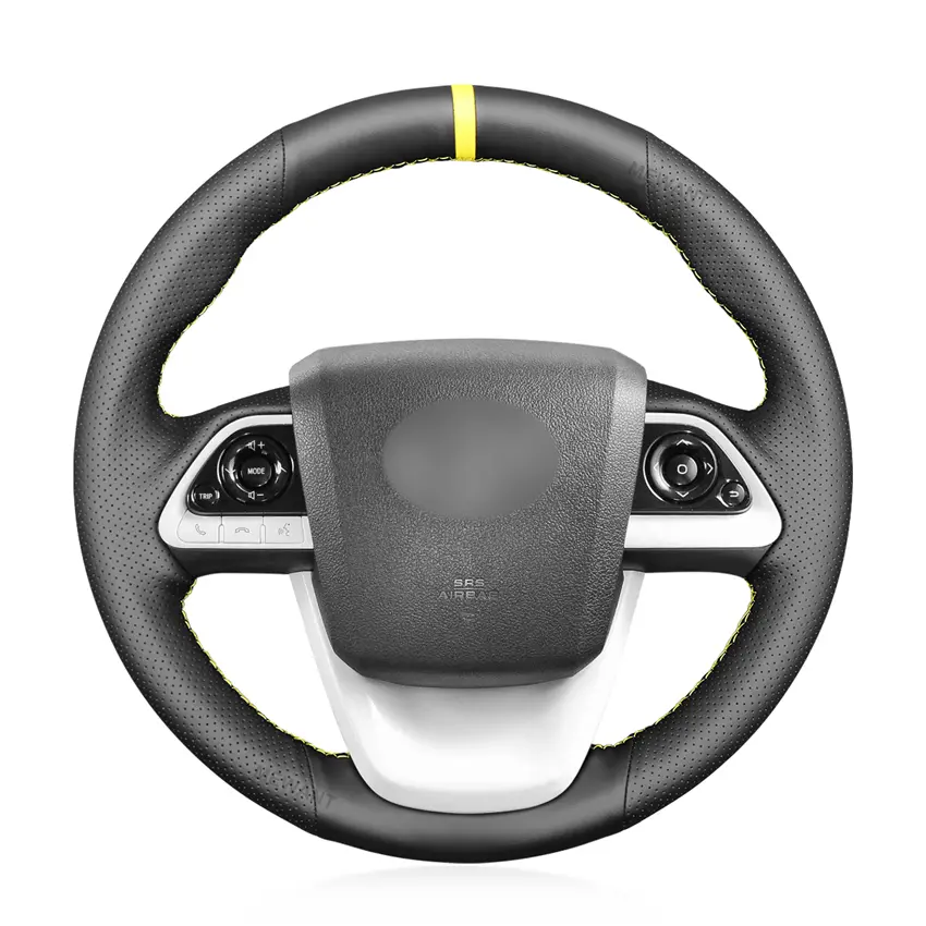 Hand Stitching Custom Suede Leather Steering Wheel Cover Wrap for Toyota Prius 4 2016-2022 Prius Prime 2017-2022 Mirai 2016-2018