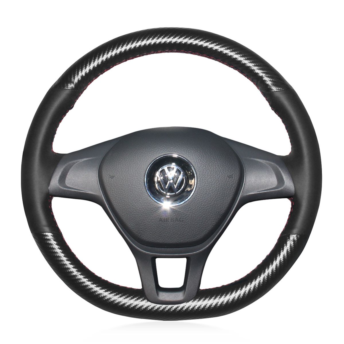 thumbnail image 2 of MEWANT Artificial Leather Steering Wheel Cover For VW GLI GTI Jetta (Black) 2 of 5