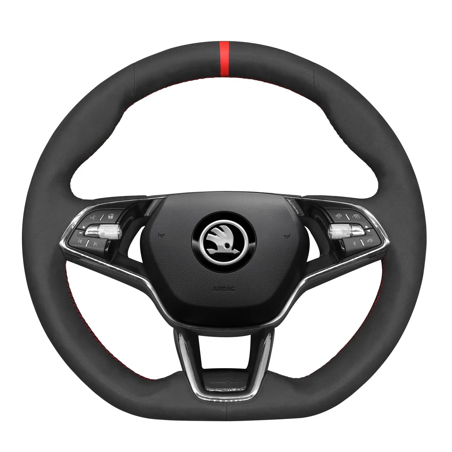 Black Genuine Leather Steering Wheel Cover For Skoda Octavia 2 MK2 (2004-2013)
