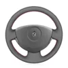 thumbnail image 2 of Genuine Italian Leather Steering Wheel Cover For Renault Clio MK2 (1998-2008) – Black With White Stitching 2 of 6